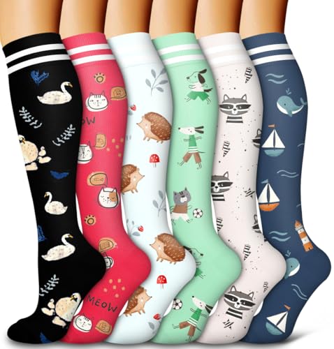 Image of Bluemaple 6 Pack Copper Compression Socks for Women and Men Circulation-Best Support for Medical, Running,Nursing,Athletic