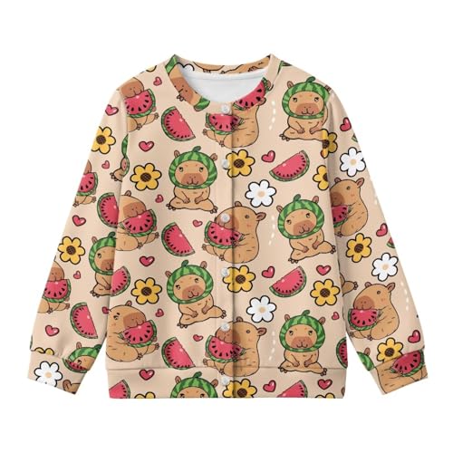Image of Girls Cardigans Sweater Long Sleeve Crew Neck Button Down Sweaters School Outerwear for Kids Fall Winter Tops