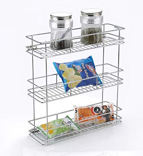 Jebel Pull Out Drawers 3 Shelf Kitchen Rack Modular Kitchen Drawer| Multipurpose Utensils Container Shelf | Kitchen Trolley | Kitchen Cabinet (8 x 20 x 21)
