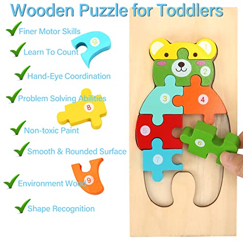 Wooden Puzzles for Toddlers 3-5 Year Old, Kids Montessori Toys for 3 Year Old, Learning Educational Wood Puzzle Toy Gift for 3 4 5 Year Old Boys Girls - 4 Pack - Image 3
