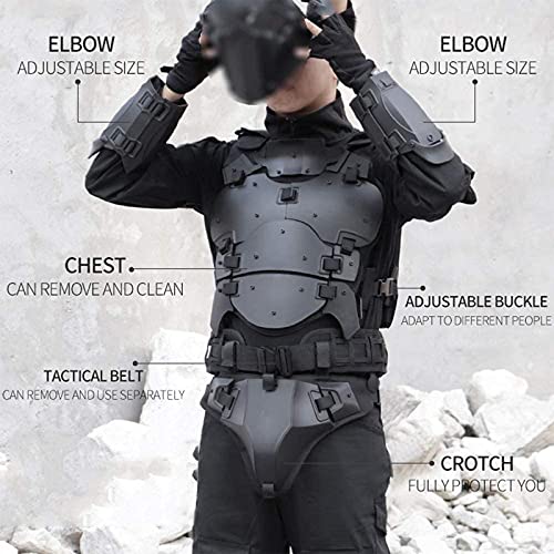 Actionunion Airsoft Tactical Armor Set Military Tactical Vest Molle Gilet Paintball Vest Adjustable Elbow Shoulder Crotch Protector Battle Belt,Cs Field Outdoor Modular Combat Training Breathable #TOP2