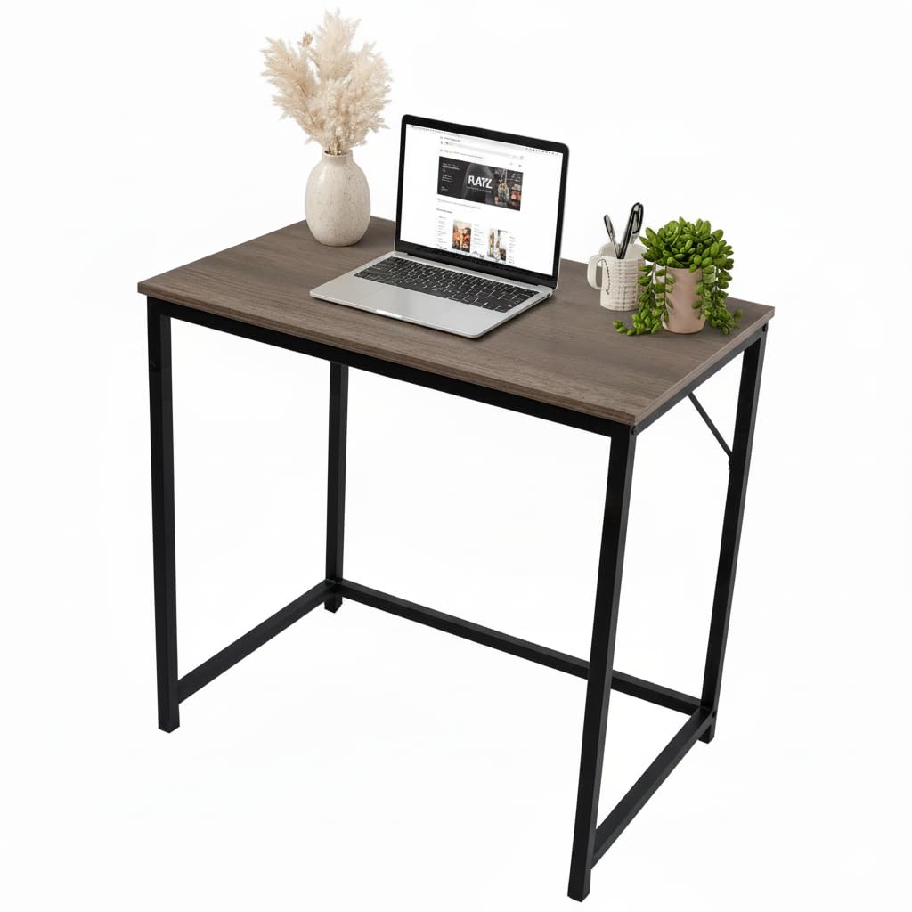 Direct Online Houseware House Of Home Sturdy Office Desk Light Brown Table Top, Computer Workstation for Office Studying Gaming - Black Frame 80 x 50 cm