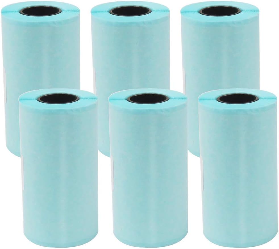 kuou 6Pcs Sticker Thermal Paper, 2.2 x 1.2 inches (57 x 30 mm) Direct Thermal Paper Self-Adhesive Machine Paper Roll for Portable Pocket Thermal Printer Mini Printer