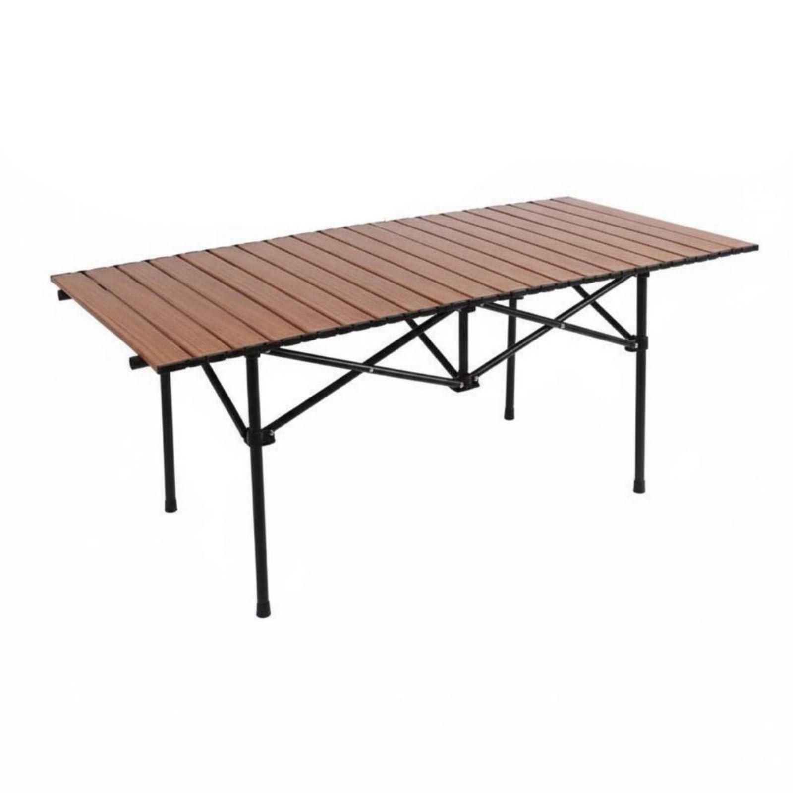 Mesa Plegable de Camping Portátil Enrollable de Exterior con Estructura Reforzada Tambaleos y Ofrece Adecuada para Playa Pícnic Familiar Cocina al, Madera, 120