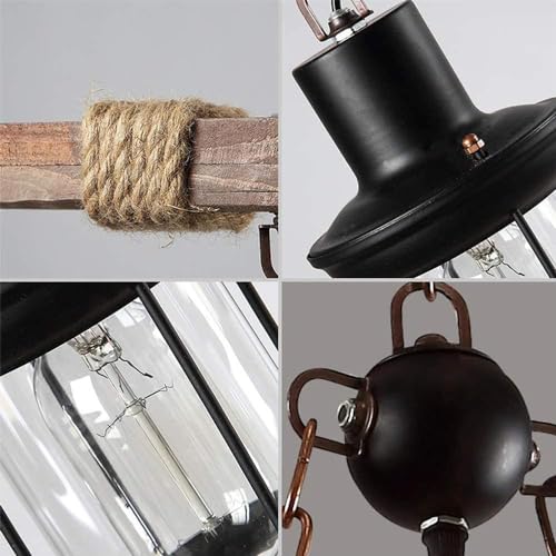 A Million 8 Lights Industrial Retro Wooden Chandelier Pendant Light Island Hanging Ceiling Fixture Vintage Farmhouse Wood Light Adjustable Chain For Home Cafe Bar Restaurant thumb #6