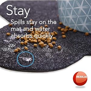 RESILIA Bone Shaped Dog Food Bowl Placemat – Slip-Resistant, Machine Washable Pad, Protects Floors from Water Spills & Stains, Pet Accessories & Supplies, 23 Inches X 14 Inches, Gray RESILIA Bone Shaped Dog Food Bowl Placemat–Slip Resistant Machine Washable Pad Protects Floors from Water Spills Stains Pet Accessories Supplies 23 Inches X 14 Inches Gray