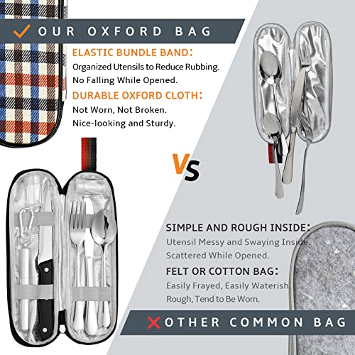 Portable Travel Utensils Set, Travel Camping Cutlery Set, Reusable Stainless Steel Flatware Set With Case For Office School Picnic (Silver) #TOP6