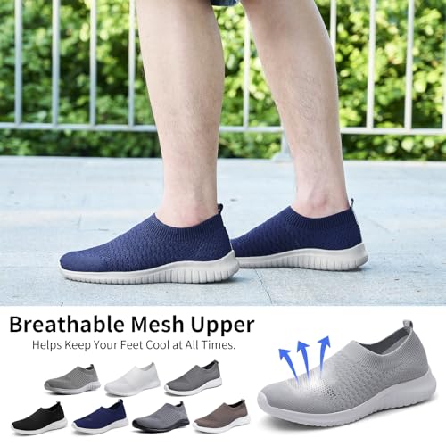 Image of TIOSEBON Men's Slip On Walking Shoes Arch Support Knit Mesh Lightweight Casual Comfortable Gym Workout Running Tennis Travel Standing Sneakers