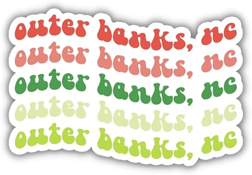 Miniatura 6 de Outer Banks North Carolina Retro Travel Sticker, Multiple Colors, Vinyl Laptop, Water Bottle, Planner Journal Sticker, Places I've Been, Luggage