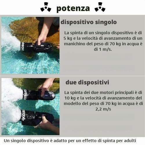 Booster di propulsione per scooter subacqueo per snorkeling e immersioni, attrezzatura per sport acquatici per nuoto in mare e attività avventurose