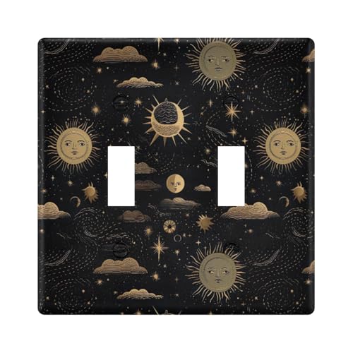 UMIRIKO Sun and Moon Mandala Light Switch Cover Plate Covers Decorative Double Toggle Home Decor 202a8485