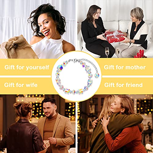 Wusarply Elemental Crystal Bracelet For Women Girl, Adjustable Link Bracelet, Jewelry Gifts For Friends And Lovers, Christmas Birthday Valentine's Day New Year Gift For Mom And Wife(Colorful) #TOP5