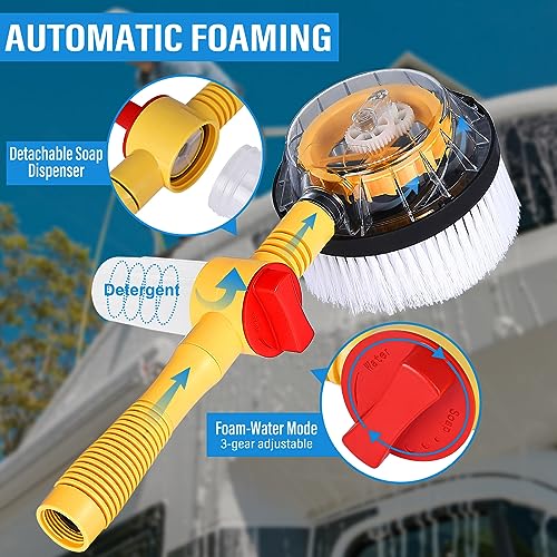 Toolly KR0202 Car Wash Brush Cleaning Kit, 360° Spin Car Mop, Microfiber Rotating Car Cleaning Brush, Detachable & Extendable Scrub Brush, Garden Hose Spray Nozzle Spray Gun thumb #2