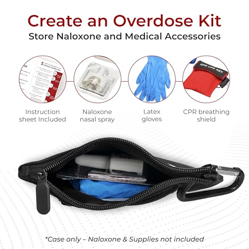 Image of 10 PACK Naloxone Overdose Kit Bag - Compact Canvas Pouch for Naloxone Nasal Spray & Opioid Emergency Response - Holds 2 Naloxone Sprays & Accessories - Naloxone Not Included (Black, 10 Units)