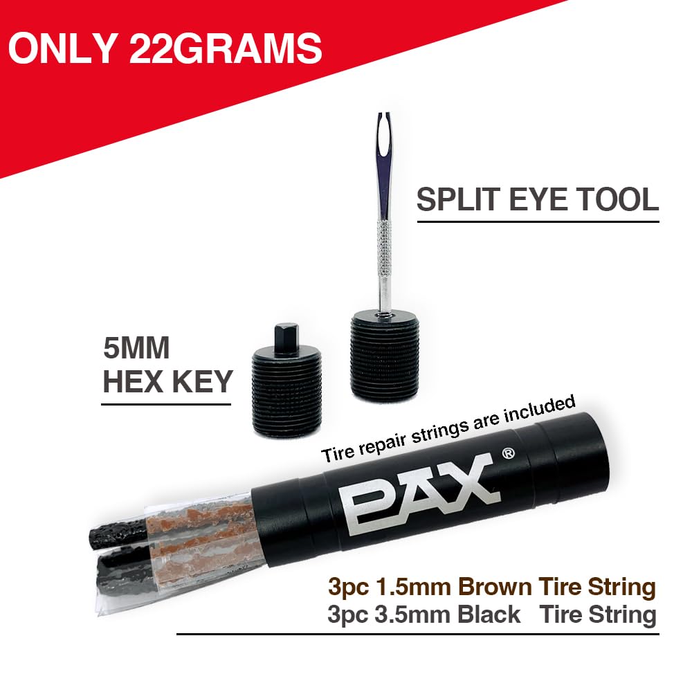 PAX Emergency Mountain Bike Tubeless Tire Repair Kit, Plus 5mm Hex Key for Bicycle Repair, Fix Road Bicycle Tire Punctures