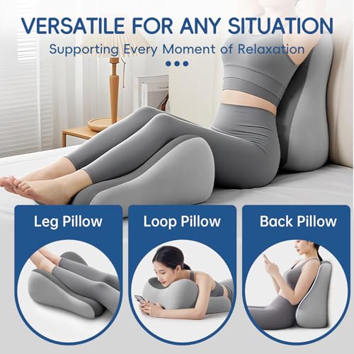 Image of Latex Comfort Pillow for Adults | Supportive Cushion for Pregnancy, Relaxation & Couples | All-Purpose Sleeping & Lounging Pillow with Washable Cover-Two-Tone Gray