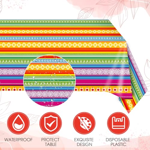 Image of 81PCS Mexican Fiesta Party Decorations Mexican Cinco De Mayo Party Decorations Supplies Mexican Disposable Paper Plates Napkins Mexico Plastic Tablecloth Fiesta Ware Dinnerware for Taco Party Decor