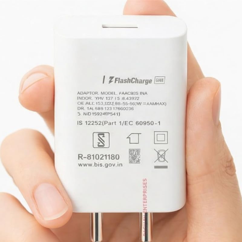 Image of 44W Flash Charger Compatible for vivo Y200, Pro, e,Y21,Y28,Y28s,Y29,Y30,Y300, Plus,Y31,Y33s,S19,Pro,S6,S7,T1,t5x,Pro,T2,T2x,T3, Lite, Pro, Ultra superfast Charge -JJ White