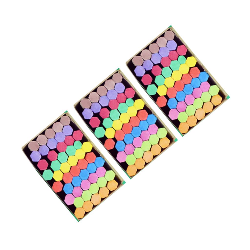 FOMIYES de Craies Hexagonales Colorées sans Poussière Écriture Lisse et Effaçage Facile 3 Boîtes pour Tableau Noir Adaptées pour École et Usage Intérieur