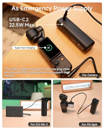 Mango de batería para DJI Osmo Pocket 3 con trípode de 5000 mAh y carga rápida 5