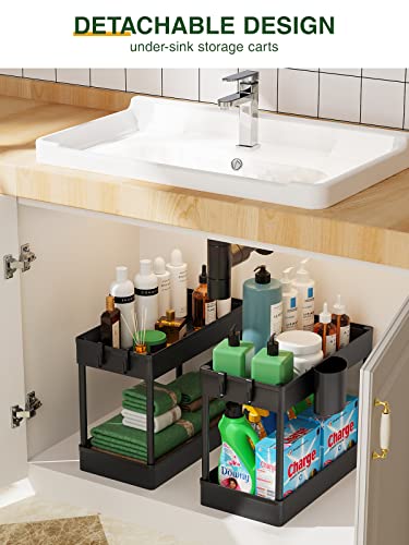 LEHOM Slim Rolling Storage Cart - 4-Tier Organizer for Small Spaces, Black