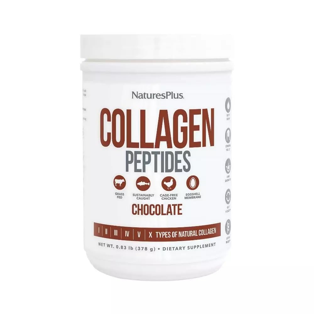 Nature´s Plus Collagen Peptides Chocolate | 378g | Colageno Marino Hidrolizado Puro | Peptidos de Collageno | Péptidos de Colágeno para Articulaciones | Multi Hydrolyzed | En Polvo | Sabor Chocolate