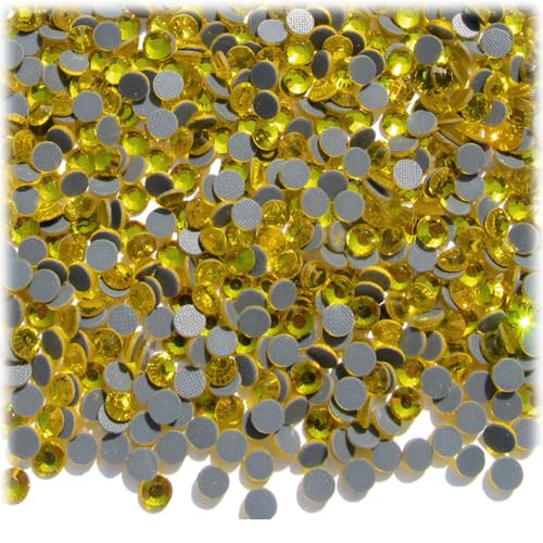 The Crafts Outlet 144-pc Iron On Heat induced Glue, Glass Rhinestones, 5mm (20ss) Small - Yellow