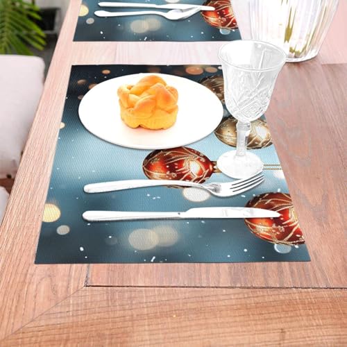 Sets de table de Noël lavables antidérapants résistants à la chaleur en PVC tissé
