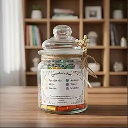 Pote de Mensagens Motivacionais, 176 Frases Inspiradoras, Decorativo com Laço Rústico