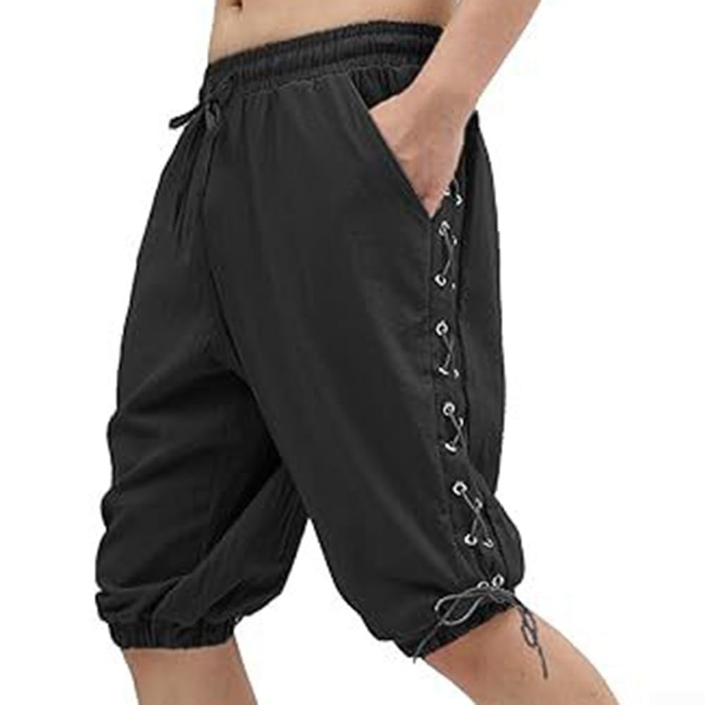 Gdfnmogo Pantalones cortos medievales de pirata renacentista para hombre, con cordones, ideales para fiestas temáticas y eventos