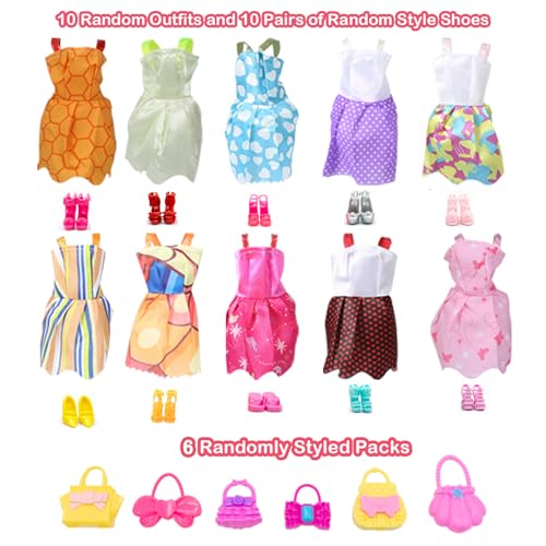 Yutoy Dolls Wardrobe Set for Clothes 11.5 Inches Girl Doll, 63 Accessories, Fashionistas Dolls, Including Doll Closet, Dress - Image 3