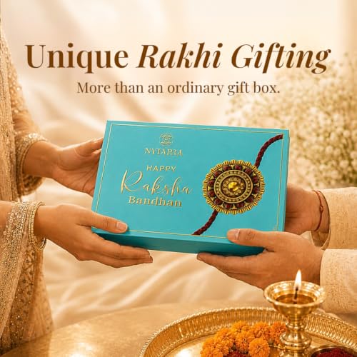 Image of Nytarra Rakhi Gift Box for Brother | 10+ Items Dry Fruits, Car Freshener, Perfume, Evil Eye Rakhi for Bhai & Bhabhi | Rakshabandhan Hamper for Bhaiya | Premium Raksha Bandhan Gift Set