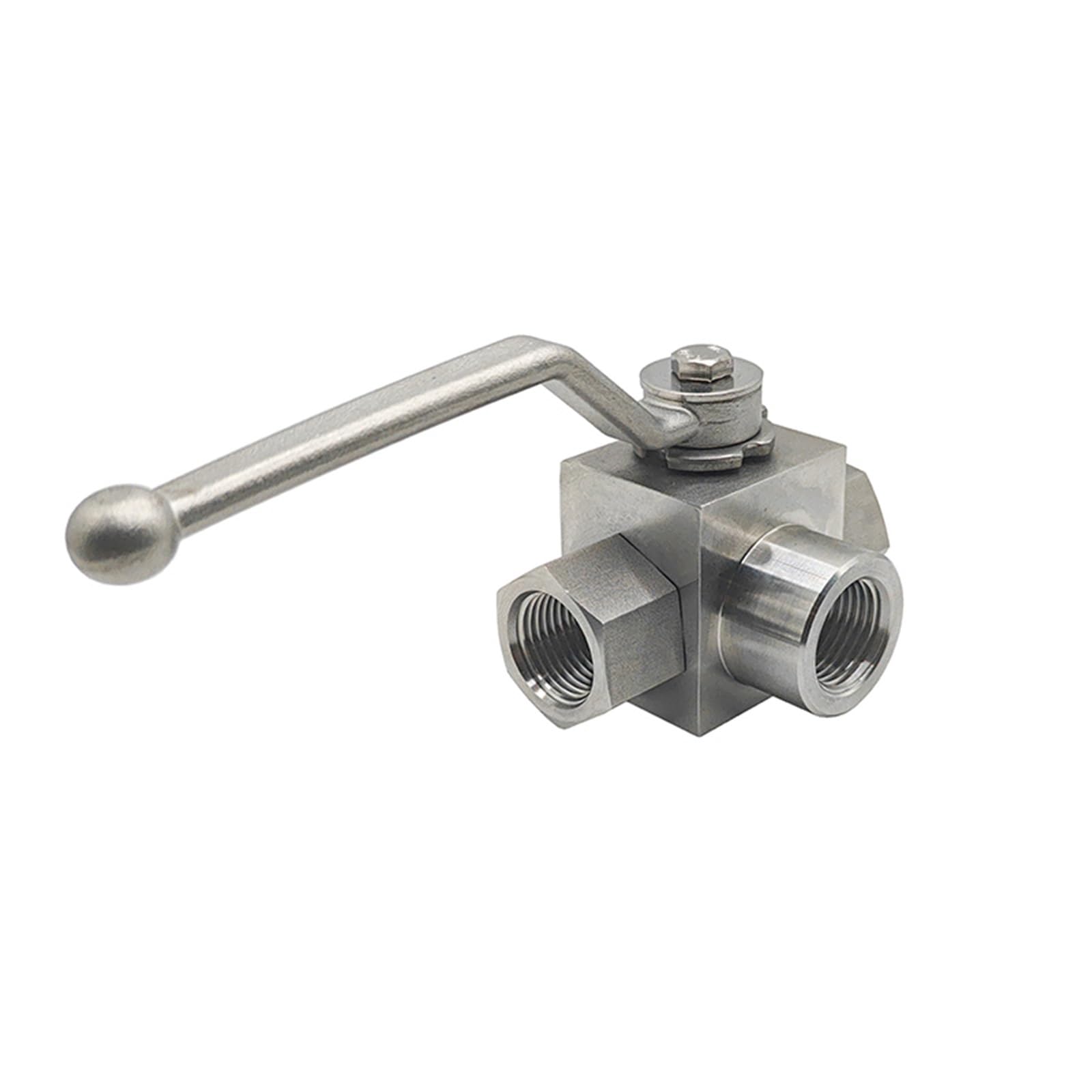 Válvula de Bola 3 vías Alta presión Acero Inoxidable Tipo L Hilo Femenino 1/4 "3/8" 1/2 "3/4" 1 "válvulas Agua con Interruptor hidráulico | Válvula(1/2")