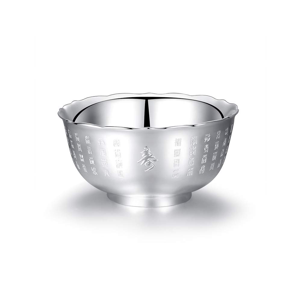 Bol à céréales en argent sterling, bol à soupe, riz, bol de nouilles instantanées, bol à fruits et à salade, fabriqué à la main, facile à nettoyer, pratique comme cadeau, 204 g