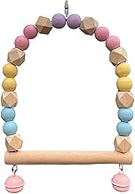 Pet Bird Swing, Bird Swing for Parrot | Natural Wooden Swing Toy with Toy Bell | Bird Perch Cage Toy Perch Climbing Toy, Durable Wooden Natural Bird Toy for Parakeet