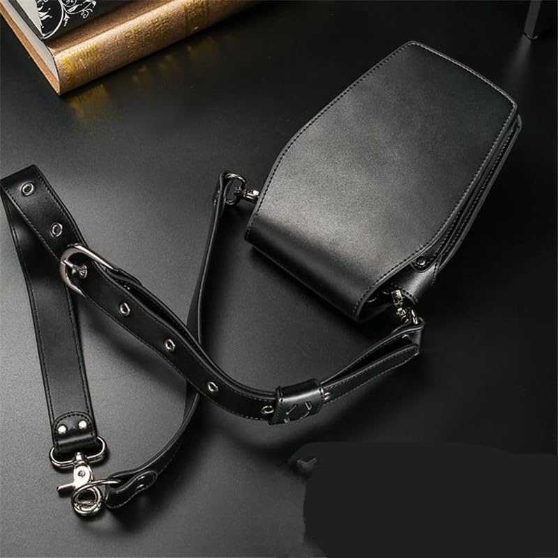 Borsa per parrucchieri per attrezzature Borsa for forbici da parrucchiere in pelle bovina con 5 tasche, borsa da barbiere, marsupio, forbici for toelettatura animali, borsa da barbiere professionale