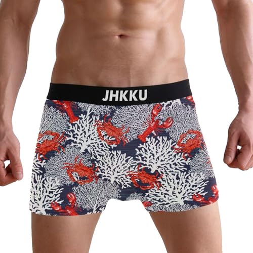 Men's Boxer Briefs Crab Lobster Coral Boxer Shorts Soft Comfort Trunk Underwear for Men No Fly2