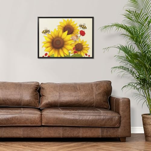 Cadre abeilles et roses 40,6x30,5 cm | Déco murale salon et chambre