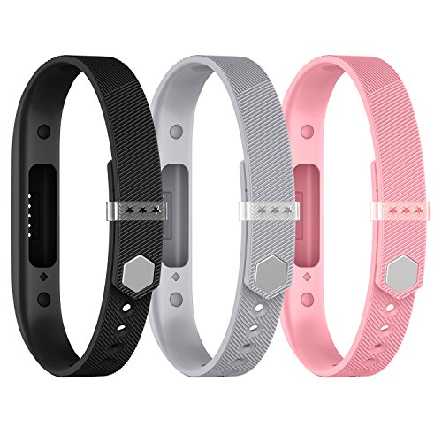 Image of Compatible with Flex 2 Accessory Bands, Classic Sport Silicone Fitness Replacement Band w /Metal Clasp for Fitbit Flex 2 Adjustable Accessories Bracelet&Strap Wristband Large(3Pack)