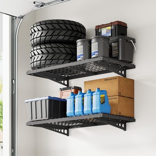 FLEXIMOUNTS 2 Pack 2x4ft Garage Storage 24x48 inch Heavy Duty Bike Wall Shelving Rack, 660lbs Total Weight Capacity, Black, Pro Series - Image 3