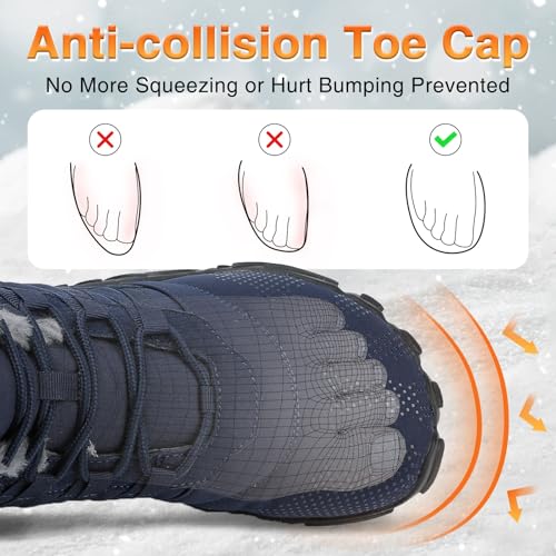 Image of Womens Mens Barefoot Boots Shoes Minimalist Winter Snow Boots Warm Ankle Booties Zero Drop Sole Wide Toe Box Slip on Sneakers