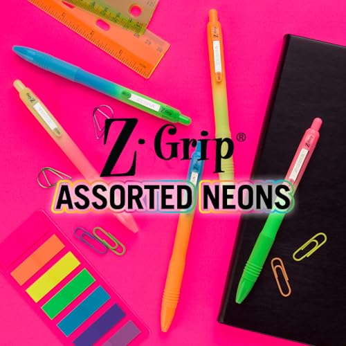 Image of Zebra Pen Z-Grip Ombre Neon Retractable Ballpoint Pen, Black, 1.0mm, 10-Pk | Smooth Writing, Medium Point Tip, Ideal for Planners, Note-Taking, School and Office Supplies, and Everyday Writing (21201)