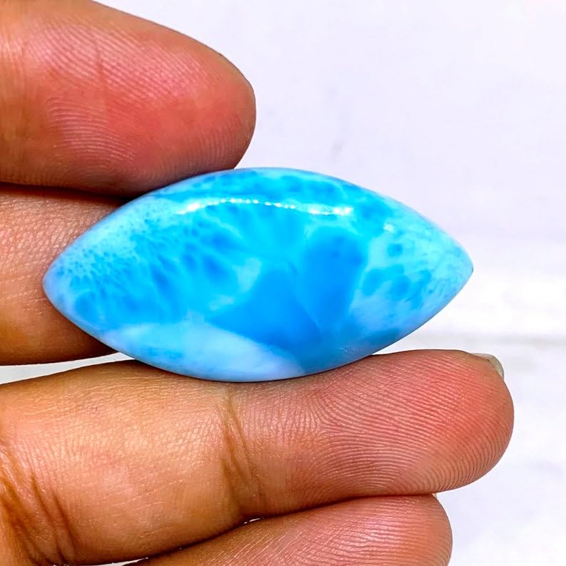 Larimar cabochon marquise 37x19x5mm pour création de bijoux DIY - 3