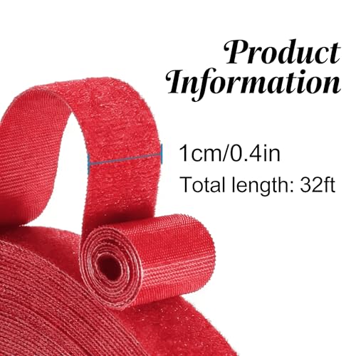 Image of IFNOW 32FT Reusable Fastening Tape Cable Ties Double-Sided Hook-and-Loop Cable Management Tape Strength and Durability 0.4'' /Width (2, Red and Blue)