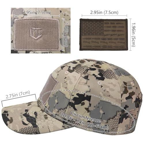 Image of Tactical Hat with Flag Patch Camo Military Army Hats Adjustable Trucker Baseball Cap Soft Top for Shooting