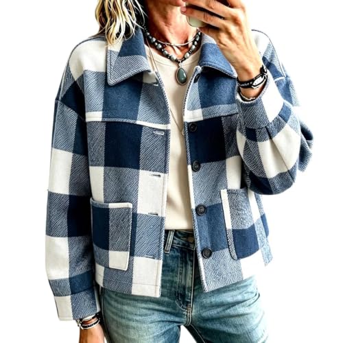 Piuwrlz Women's Plaid Shacket Button Down Flannel Jacket with Pockets - image 3