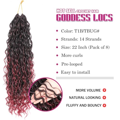 Image of 8 Packs Curly Faux Locs Crochet Hair 22 Inch Goddess Locs Crochet Hair