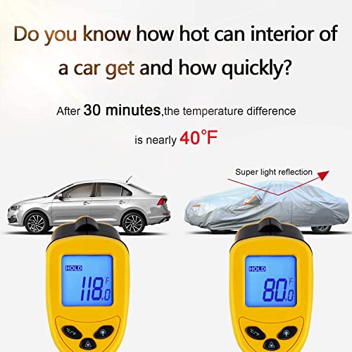 Image of SEAZEN Car Cover Waterproof All WeatheriA'Full car Covers UV Protection /Snowproof /DustproofiA'Universal car Cover 5 Layer Breathable Fabric with CottoniE†201 inch L x 70 inch W x 47 inch H, Sedania€