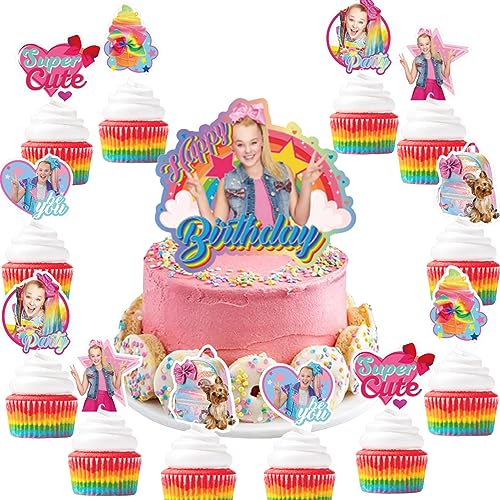 25pcs Jojo cake toppers Kids Birthday Party Supplies Jojo cupcake Topper Party Decorations