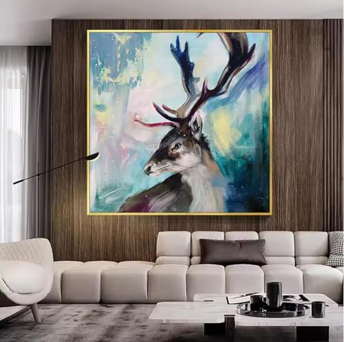 Décoration de salon moderne avec tableau de cerf abstrait sur toile - 2